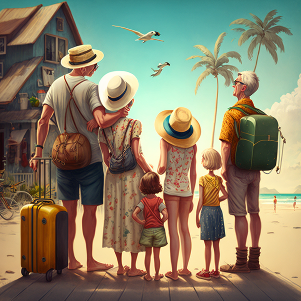 big family on vacation